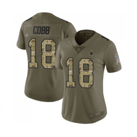 Women's Dallas Cowboys 18 Randall Cobb Limited Olive Camo 2017 Salute to Service Football Jersey