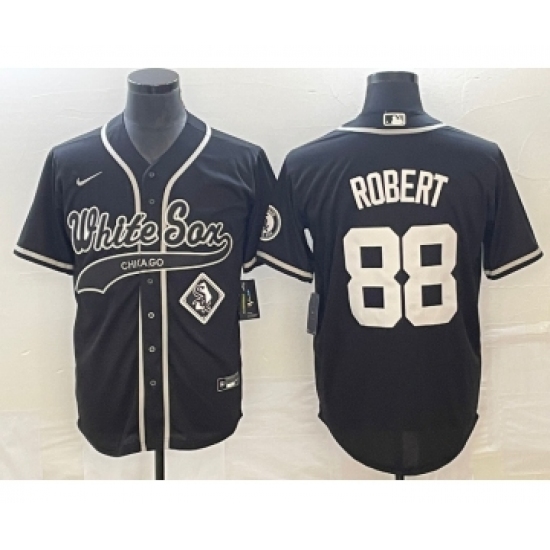 Men's Chicago White Sox 88 Luis Robert Black Cool Base Stitched Baseball Jersey1