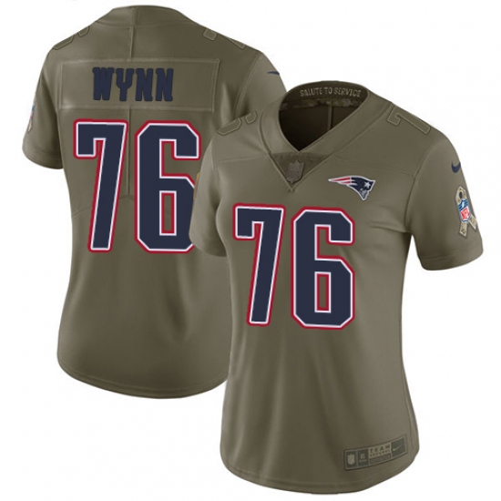 Women's Nike New England Patriots 76 Isaiah Wynn Limited Olive 2017 Salute to Service NFL Jersey