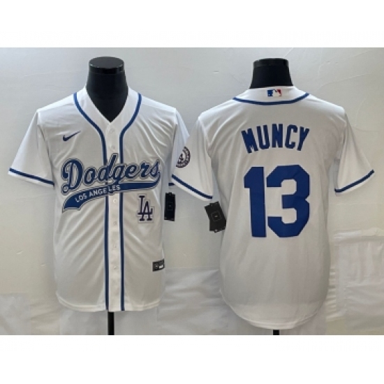Men's Los Angeles Dodgers 13 Max Muncy White Cool Base Stitched Baseball Jersey