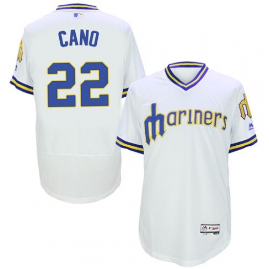Men's Majestic Seattle Mariners 22 Robinson Cano White Flexbase Authentic Collection Cooperstown MLB Jersey