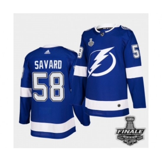 Men's Adidas Lightning 58 David Savard Blue Home Authentic 2021 Stanley Cup Jersey