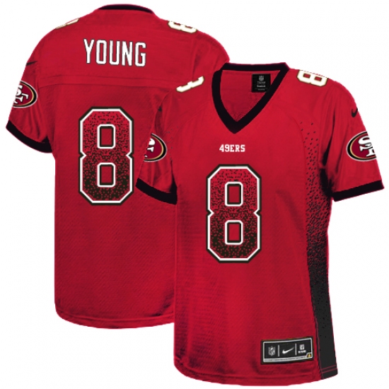 Women's Nike San Francisco 49ers 8 Steve Young Elite Red Drift Fashion NFL Jersey