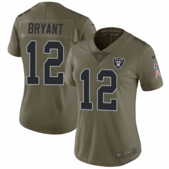Women's Nike Oakland Raiders 12 Martavis Bryant Limited Olive 2017 Salute to Service NFL Jersey