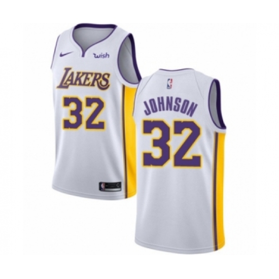 Youth Los Angeles Lakers 32 Magic Johnson Swingman White Basketball Jersey - Association Edition