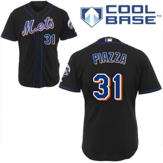Men's Majestic New York Mets 31 Mike Piazza Replica Black Cool Base MLB Jersey