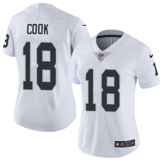 Women's Nike Oakland Raiders 18 Connor Cook Elite White NFL Jersey