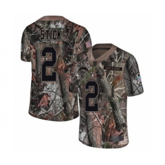 Men's Los Angeles Chargers 2 Easton Stick Limited Camo Rush Realtree Football Jersey