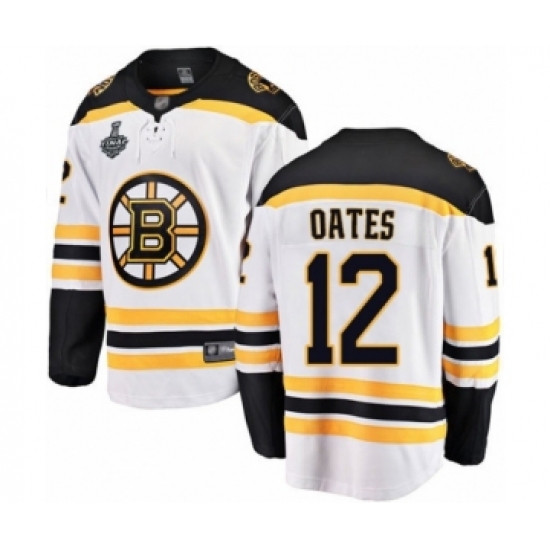 Men's Boston Bruins 12 Adam Oates Authentic White Away Fanatics Branded Breakaway 2019 Stanley Cup Final Bound Hockey Jersey