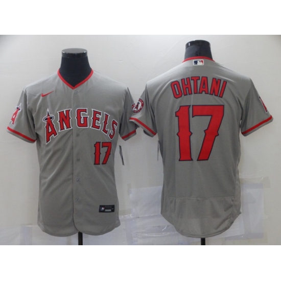Men's Los Angeles Angels of Anaheim 17 Shohei Ohtani Grey Road Flex Base Authentic Collection Jersey