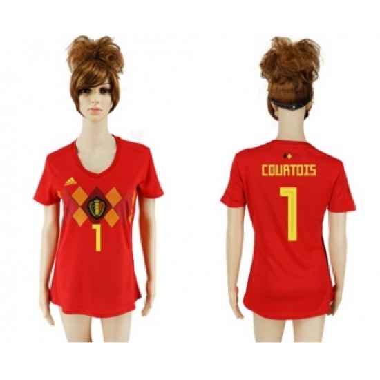 Women's Belgium 1 Courtois Red Home Soccer Country Jersey