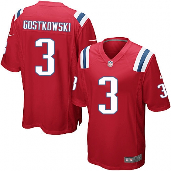 Men's Nike New England Patriots 3 Stephen Gostkowski Game Red Alternate NFL Jersey
