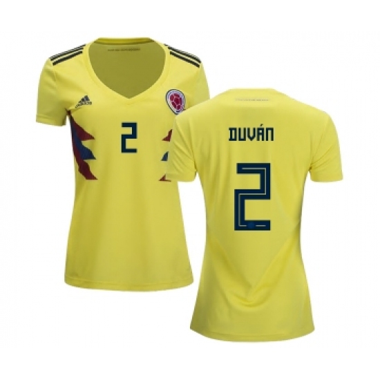 Women's Colombia 2 Duvan Home Soccer Country Jersey