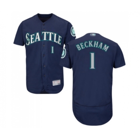 Men's Seattle Mariners 1 Tim Beckham Navy Blue Alternate Flex Base Authentic Collection Baseball Jersey