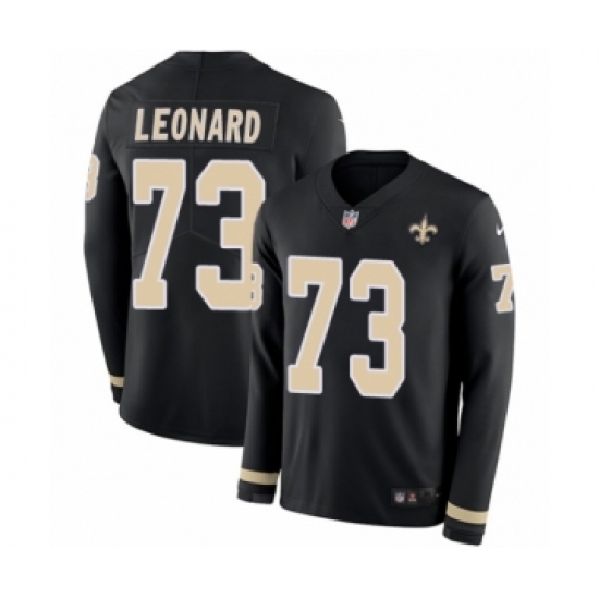 Youth Nike New Orleans Saints 73 Rick Leonard Limited Black Therma Long Sleeve NFL Jersey