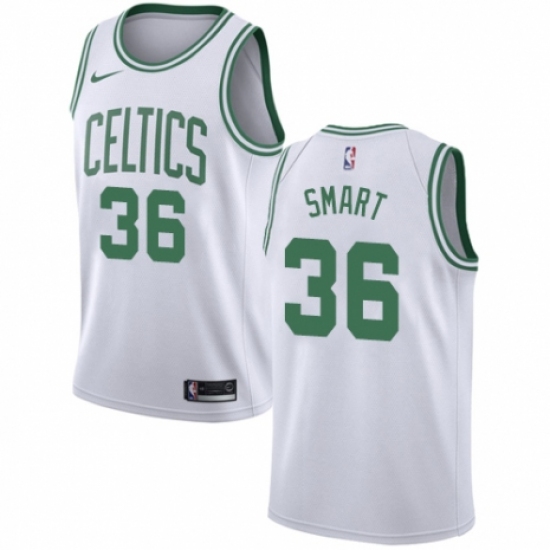 Youth Nike Boston Celtics 36 Marcus Smart Swingman White NBA Jersey - Association Edition