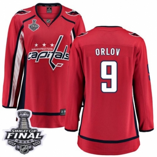 Women's Washington Capitals 9 Dmitry Orlov Fanatics Branded Red Home Breakaway 2018 Stanley Cup Final NHL Jersey