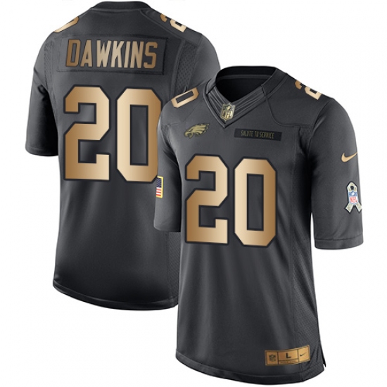 Youth Nike Philadelphia Eagles 20 Brian Dawkins Limited Black/Gold Salute to Service NFL Jersey