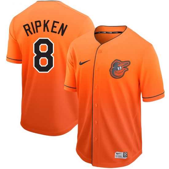 Men's Nike Baltimore Orioles 8 Cal Ripken Orange Fade Jersey