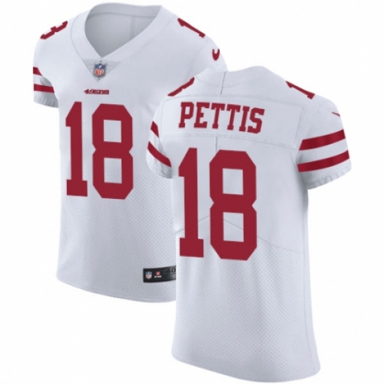 Men's Nike San Francisco 49ers 18 Dante Pettis White Vapor Untouchable Elite Player NFL Jersey