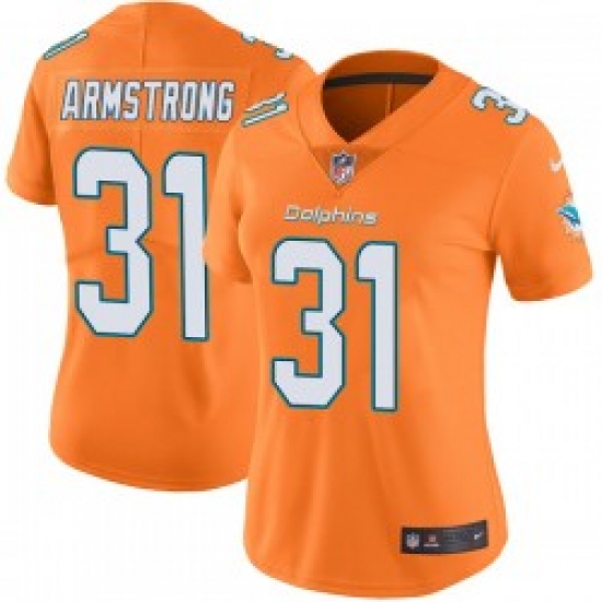 Women's Nike Miami Dolphins 31 Cornell Armstrong Orange Stitched NFL Limited Rush Jersey
