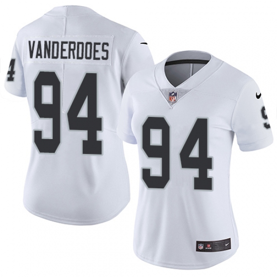 Women's Nike Oakland Raiders 94 Eddie Vanderdoes Elite White NFL Jersey