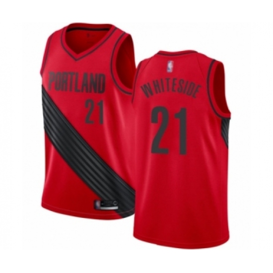 Men's Portland Trail Blazers 21 Hassan Whiteside Authentic Red Basketball Jersey Statement Edition