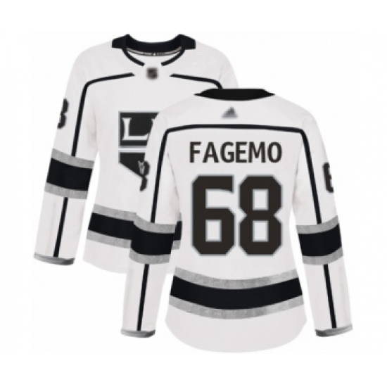 Women's Los Angeles Kings 68 Samuel Fagemo Authentic White Away Hockey Jersey