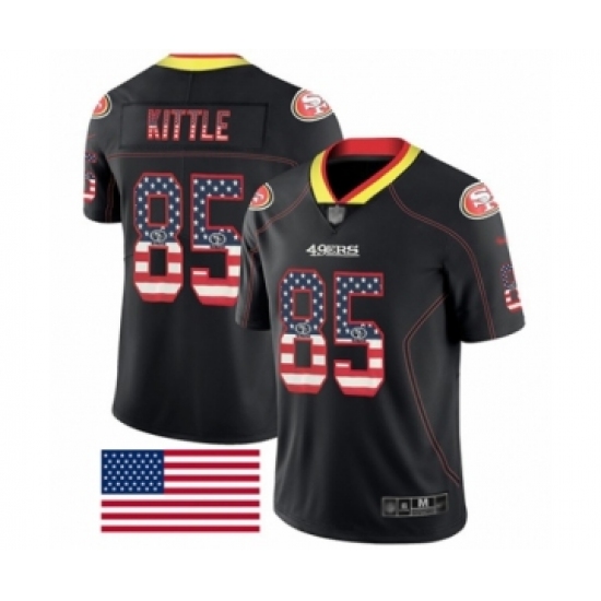Men's San Francisco 49ers 85 George Kittle Limited Black Rush USA Flag Football Jersey