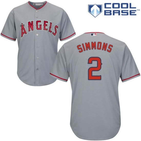 Men's Majestic Los Angeles Angels of Anaheim 2 Andrelton Simmons Replica Grey Road Cool Base MLB Jersey