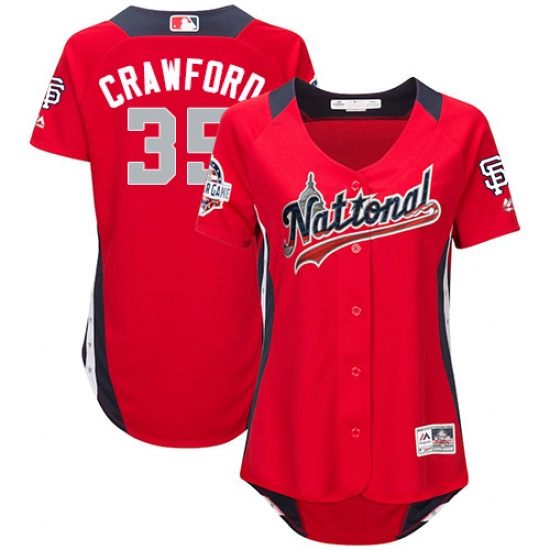 Women's Majestic San Francisco Giants 35 Brandon Crawford Game Red National League 2018 MLB All-Star MLB Jersey