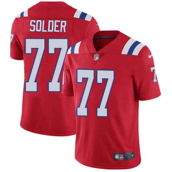 Men's Nike New England Patriots 77 Nate Solder Red Alternate Vapor Untouchable Limited Player NFL Jersey