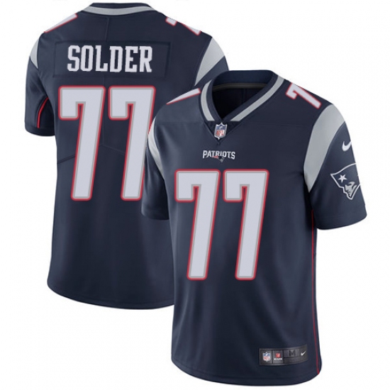Men's Nike New England Patriots 77 Nate Solder Navy Blue Team Color Vapor Untouchable Limited Player NFL Jersey