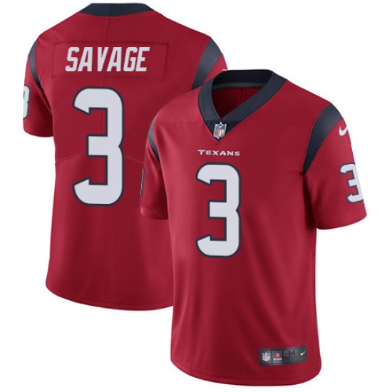 Men's Nike Houston Texans 3 Tom Savage Limited Red Alternate Vapor Untouchable NFL Jersey