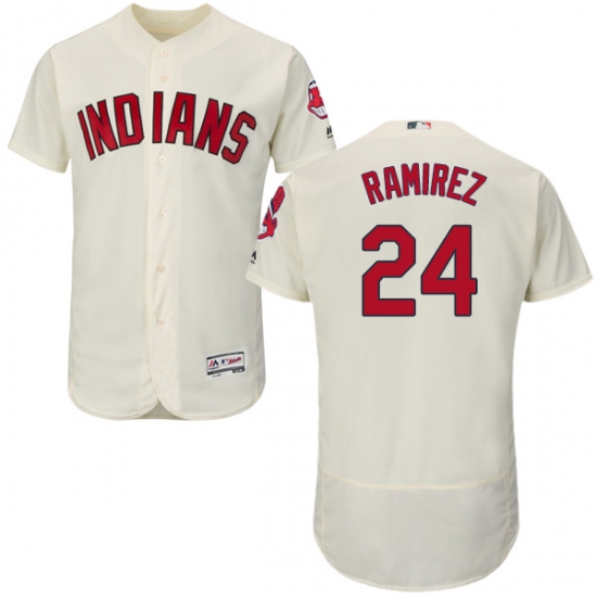 Men's Majestic Cleveland Indians 24 Manny Ramirez Cream Alternate Flex Base Authentic Collection MLB Jersey