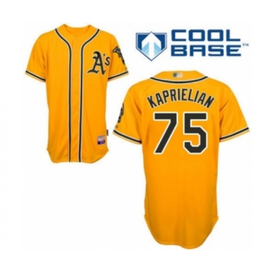 Youth Oakland Athletics 75 James Kaprielian Authentic Gold Alternate 2 Cool Base Baseball Player Jersey