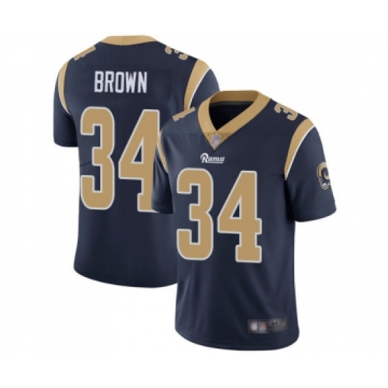 Youth Los Angeles Rams 34 Malcolm Brown Navy Blue Team Color Vapor Untouchable Limited Player Football Jersey