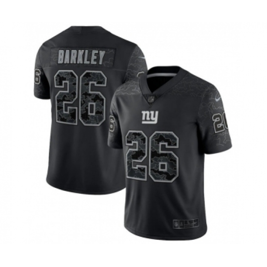 Men's New York Giants 26 Saquon Barkley Black Reflective Limited Stitched Football Jersey