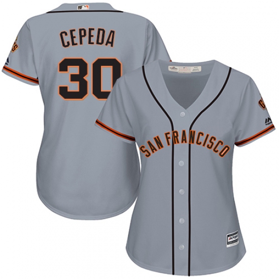 Women's Majestic San Francisco Giants 30 Orlando Cepeda Authentic Grey Road Cool Base MLB Jersey