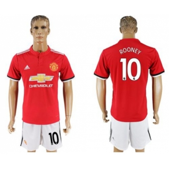 Manchester United 10 Rooney Red Home Soccer Club Jersey