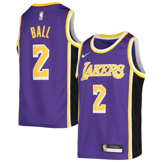 Youth Los Angeles Lakers 2 Lonzo Ball Nike Purple 2020-21 Swingman Jersey