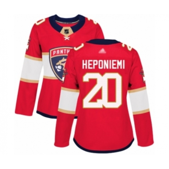 Women's Florida Panthers 20 Aleksi Heponiemi Authentic Red Home Hockey Jersey