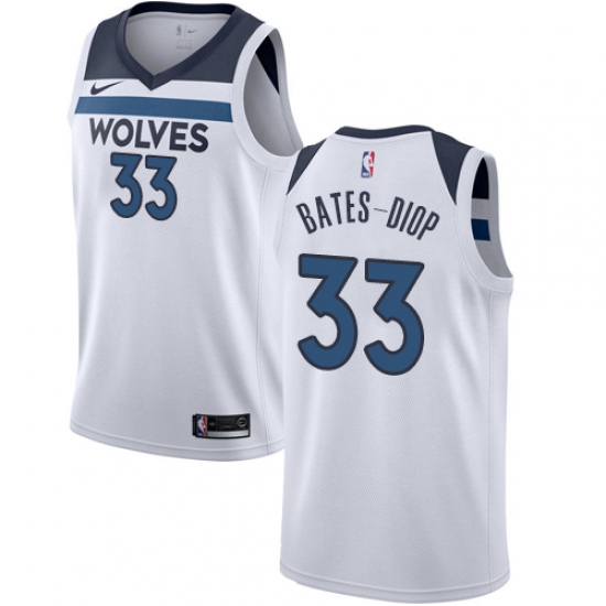 Youth Nike Minnesota Timberwolves 33 Keita Bates-Diop Swingman White NBA Jersey - Association Edition