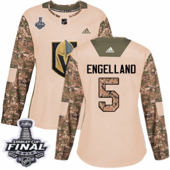Women's Adidas Vegas Golden Knights 5 Deryk Engelland Authentic Camo Veterans Day Practice 2018 Stanley Cup Final NHL Jersey
