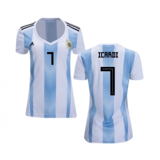 Women's Argentina 7 Icardi Home Soccer Country Jersey