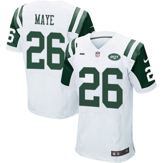 Men's Nike New York Jets 26 Marcus Maye Elite White NFL Jersey