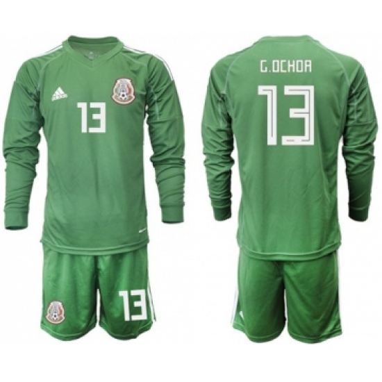 Mexico 13 G.Ochoa Green Long Sleeves Goalkeeper Soccer Country Jersey