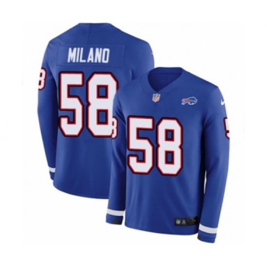 Youth Nike Buffalo Bills 58 Matt Milano Limited Royal Blue Therma Long Sleeve NFL Jersey