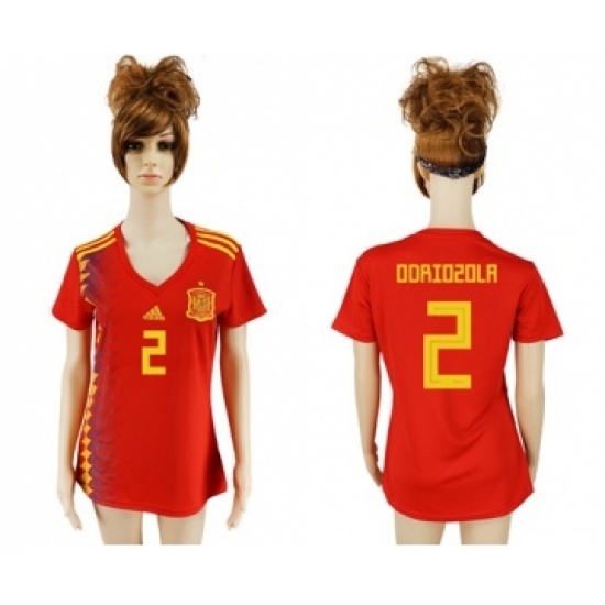 Women's Spain 2 Odriozola Red Home Soccer Country Jersey