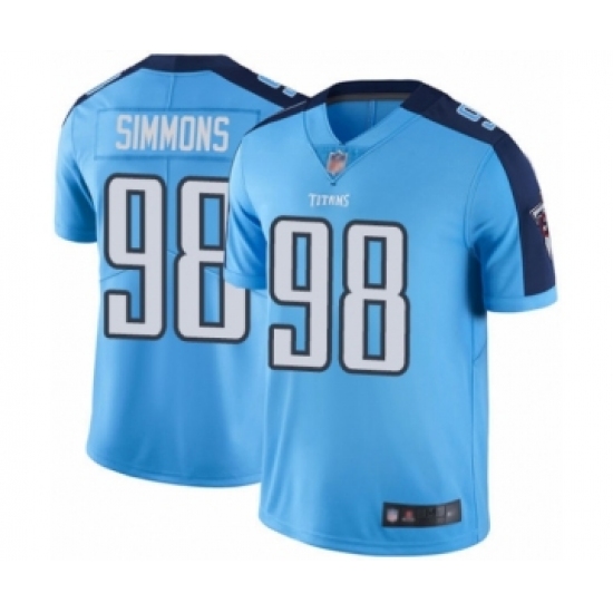 Youth Tennessee Titans 98 Jeffery Simmons Limited Light Blue Rush Vapor Untouchable Football Jersey